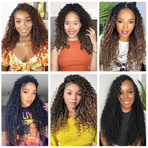 Miniatura 5 de Alicoco Goddess Locs Cabello de Ganchillo 12 Pulgadas 8 Paquetes Rastas Sintéticas de Ganchillo Para Mujeres Rastas Suaves Boho Pre-enrolladas River