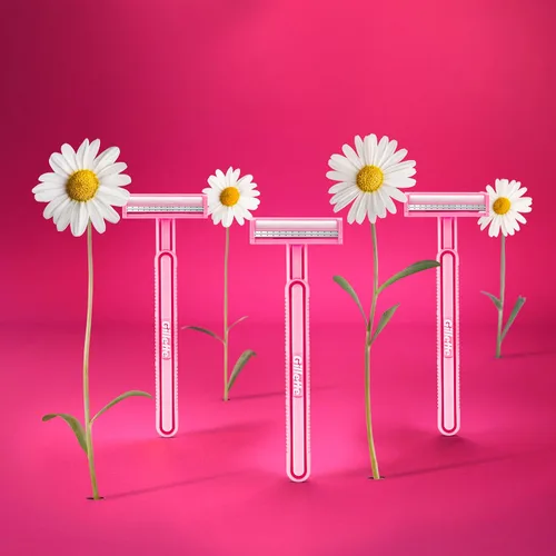 Miniatura 6 de Gillette, Daisy, Clásica máquina de afeitar para mujeres desechables, (1 muestra gratis Simply Venus, color rosa), 12 unidades, Daisy
