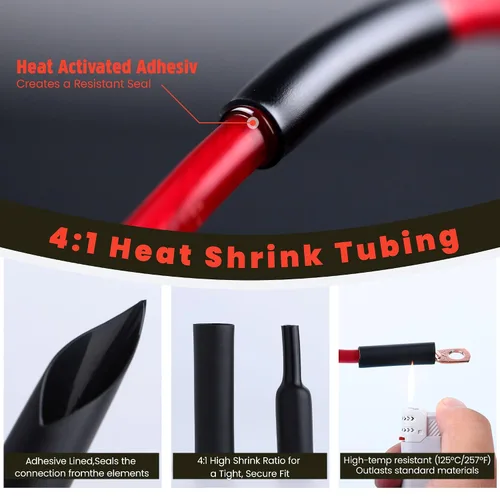 Miniatura 19 de TKDMR - Kit de 264 piezas de extremos de cable de batería, 132 piezas de terminales de anillo de lengüetas de cable de cobre resistentes AWG 8 6 4 2