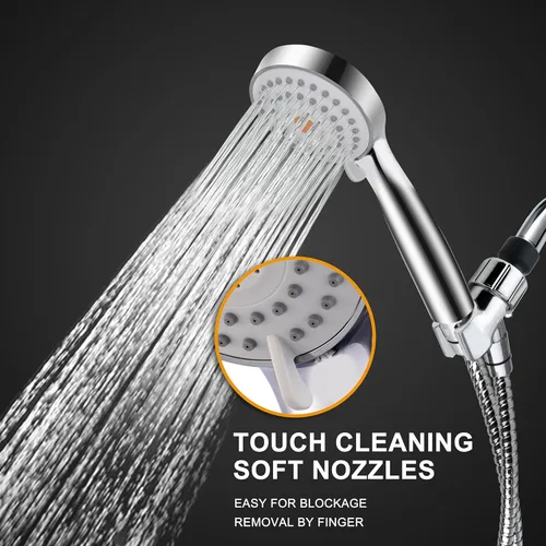 Miniatura 4 de Cabezal de ducha de mano de alta presión con potente spray de ducha contra tubería de suministro de agua de baja presión, multifunción, con manguera