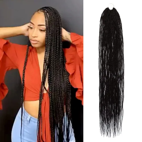 Miniatura 25 de AU-THEN-TIC Cabello senegalés con trenzas de ganchillo de 22 pulgadas, 6 paquetes de 40 mechones por paquete, extensiones de cabello de ganchillo
