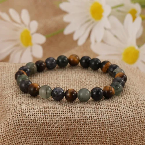 Miniatura 87 de Crystal Vibe Pulseras de cuentas de 0.315 in para mujeres y hombres, pulseras de cristal con piedras preciosas naturales, tamaño elástico ajustable