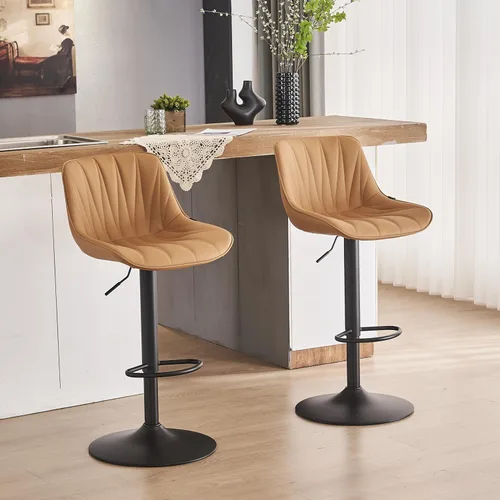 Miniatura 16 de YOUNIKE Juego de 2 taburetes de bar para isla de cocina, taburetes de bar altos giratorios negros, taburetes de bar ajustables con respaldo