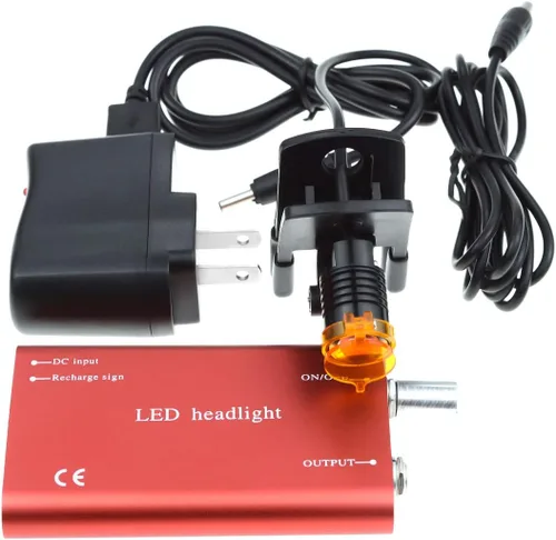 Miniatura 6 de Faro de 3W con filtro de clip de plástico, luz principal, faro para lupa binocular con bolsa (rojo)