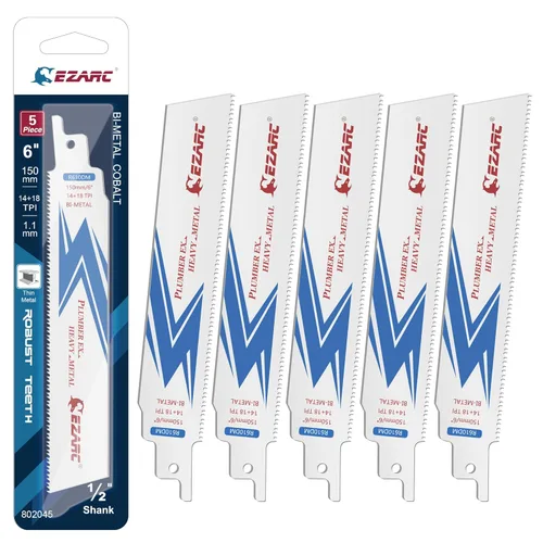 EZARC Hoja de sierra recíproca, hojas de sierra bimetálicas de 6 pulgadas 14+18TPI para demolición de acero R610DM (paquete de 5)