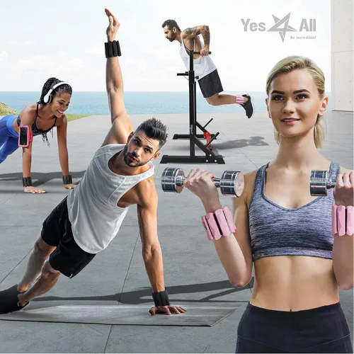 Miniatura 4 de Yes4All Pesas ajustables para muñeca y tobillo, par de 3.5/5 libras, pesas para piernas para mujeres y hombres, bandas de brazo pesadas con sacos