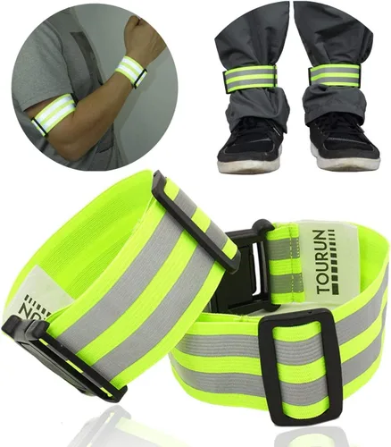 Cinturón reflectante para correr y caminar por la noche, bandas de visibilidad para corredores, ciclistas, clips de puños para pantalones de