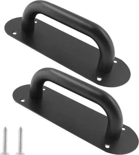 Biaungdo Paquete de 2 tiradores de puerta de acero inoxidable, resistentes para puerta corrediza de granero, gabinete de cocina, negro mate (7.8 x
