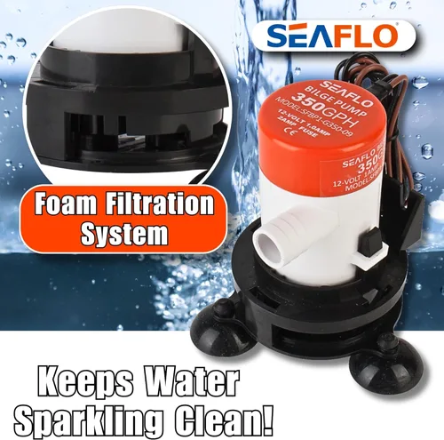 Miniatura 7 de SEAFLO Kit de bomba de aireación Livewell portátil serie 09 – 12 V, 350 GPH, sumergible, cabezal rociador ajustable, funcionamiento silencioso