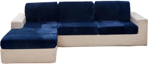 Miniatura 10 de Fundas elásticas de cojín para sofá, funda de cojín de terciopelo en forma de L para sofá chaise longue, funda de asiento de sofá seccional