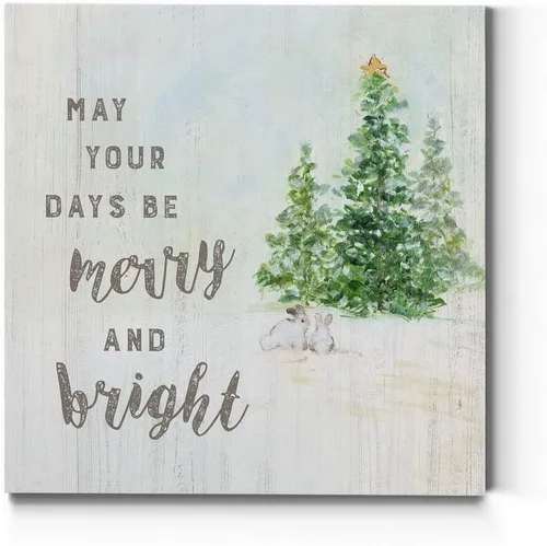 Miniatura 15 de Renditions Gallery Arte de pared "Be Merry and Bright", lindo arte navideño e invernal, granero festivo, aspecto de madera falsa, decoración