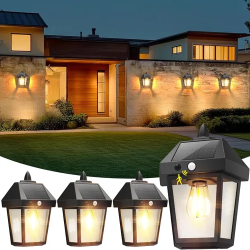 Miniatura 9 de DERAYSION Luces solares para porche al aire libre, faroles solares de pared de 9 pulgadas con sensor de movimiento, 3 modos de brillo ajustable