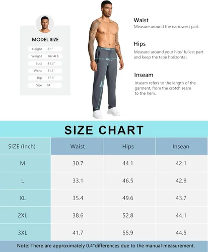 Miniatura 7 de Hebepol Pantalones de senderismo ligeros para hombre, de secado rápido, pantalones deportivos de pesca, correr, entrenamiento, 3 bolsillos