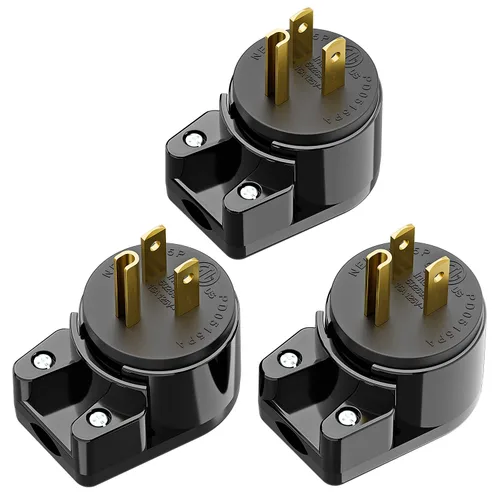 Miniatura 27 de Nema 5-15P Enchufe de ángulo recto de 90 grados, enchufe Plugrand 15A 125V en ángulo, enchufes de CA de 3 clavijas DIY de 3 clavijas, enchufes de CA