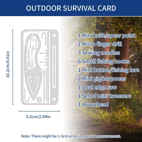 Miniatura 7 de SooGree Tarjetas de supervivencia, herramienta de campamento multiherramienta, kit EDC para senderismo al aire libre, pesca, caza, supervivencia