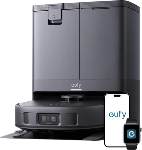 eufy X10 Pro Omni - Robot aspirador y trapeador, succión de 8,000 Pa, elevación automática y detección de alfombras, evita obstáculos, lavado y