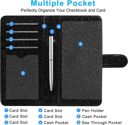 Miniatura 4 de ACdream Funda para chequera, cartera de cuero con bloqueo RFID