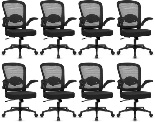 Miniatura 21 de KLASIKA Sillas de escritorio de oficina con ruedas, silla ergonómica de malla con soporte lumbar de altura ajustable, silla giratoria