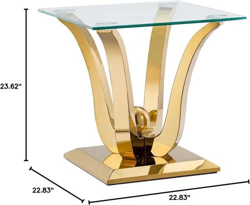 Miniatura 202 de Mesa de centro de cristal de lujo, mesa de centro de sofá de 47 pulgadas con marco de acero inoxidable dorado y parte superior de vidrio negro, mesa
