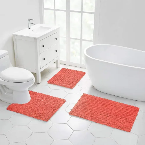 Miniatura 123 de Walensee Alfombra de baño antideslizante (24x17 pulgadas, rosa polvoriento) absorbente de agua, súper suave, lanuda de felpilla, lavable a máquina