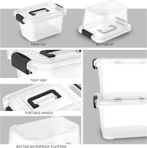 Miniatura 2 de Cetomo Paquete de 12 cajas de almacenamiento de 6 pulgadas de largo x 12 unidades, con tapas y asa para organización del hogar, dormitorio, oficina