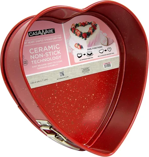 Miniatura 2 de casaWare Heart Springform - Sartén de 10 pulgadas, revestimiento de cerámica, antiadherente, granito rojo