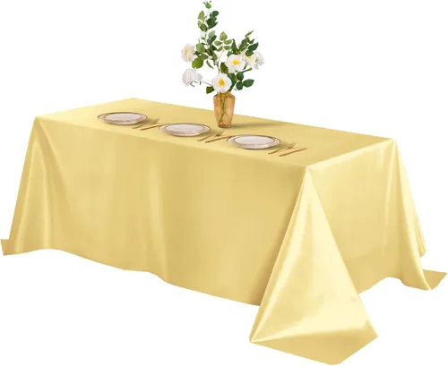 Horbaunal Mantel rectangular de satén color champán de 60 x 102 pulgadas, mantel de satén brillante y sedoso, decoración de mesa suave para bodas,