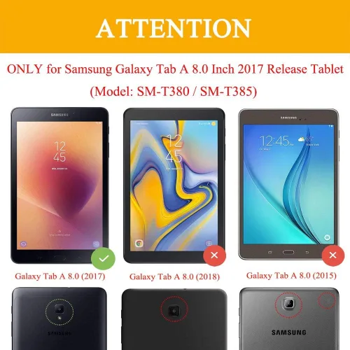 Miniatura 2 de Funda Folio Para Galaxy Tab A 8.0 2017 Modelo T380/T385, Funda Protectora De Cuero De La PU Premium Para Samsung Galaxy Tab A 8.0 Pulgadas 2017 Negro