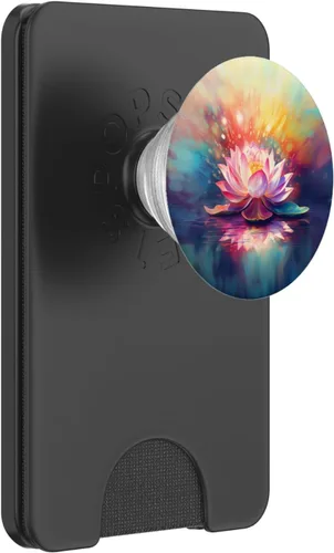 Miniatura 7 de PopSockets de acuarela de meditación de yoga de flor de loto PopGrip intercambiable
