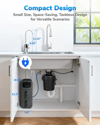Miniatura 9 de E8 800GPD Sistema compacto de ósmosis inversa 800 GPD Filtro de agua RO de flujo rápido, 9 etapas sin tanque bajo el fregadero Sistema de filtración