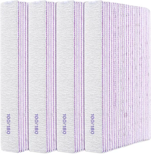 Miniatura 7 de YUXIANLB 100 limas de uñas de grano 100/180 profesionales reutilizables para uñas, lima de uñas lavables de doble cara, herramientas de manicura