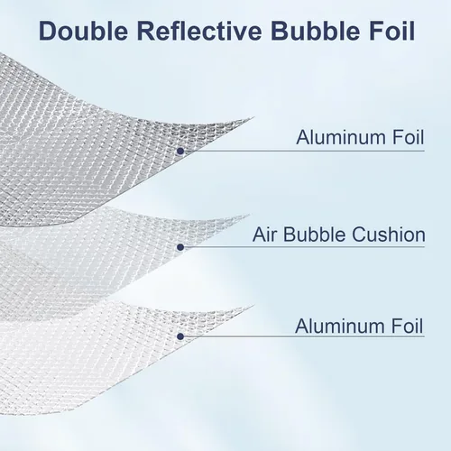 Miniatura 6 de Aislamiento de lámina de burbuja reflectante doble de espuma, 23.6 pulgadas X 20 pies, barrera radiante de aislamiento térmico de lámina de aluminio