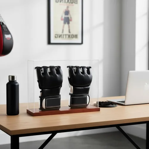 Miniatura 6 de MMA - Vitrina de guantes - Sin montaje - Escaparate de acrílico transparente con base de madera, caja de recuerdos y coleccionables con protección