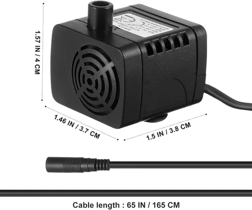 Miniatura 2 de TEHAUX Mini bomba sumergible de 12 V, 380 L/H, bomba de agua ultra silenciosa, bomba de agua portátil para acuario, pecera, estanque, fuente