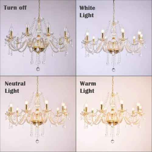 Miniatura 3 de lámparas de araña de cristal K9 tipo candelabro con 10 luces, lámpara colgante para techo, lámpara de montaje para comedor, sala de estar