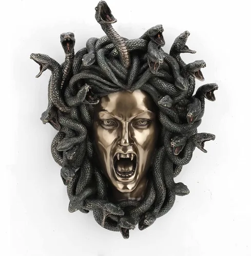 Veronese Design Placa de pared de fantasía griega gótica con cabeza de Medusa de 13 5/8 pulgadas, resina fundida en frío, estatua con acabado de