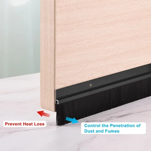 Miniatura 4 de uxcell 2 piezas barredor de cepillo inferior para puerta forma H base de aleación de aluminio con cepillo de nailon de 0.4 pulgadas para hogar