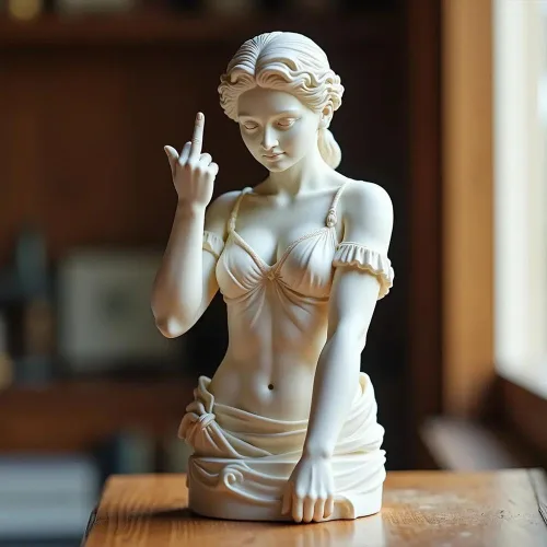 Miniatura 5 de Venus con estatua de actitud, figura de resina de dedo medio sin complejos, decoración de arte moderno atrevida para el hogar y la oficina, estatua