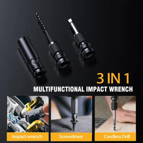 Miniatura 3 de Llave de impacto inalámbrica de 1/2 pulgada, 650 pies-libras (800 N.m) Atornillador de impacto sin escobillas, Pistola de impacto de alto torque