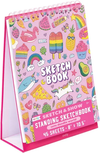Miniatura 8 de OOLY Cuaderno de bocetos de pie para dibujar y mostrar, 45 páginas perforadas grandes de 10.5 x 8 pulgadas, 120 GSM/32 libras, perfecto
