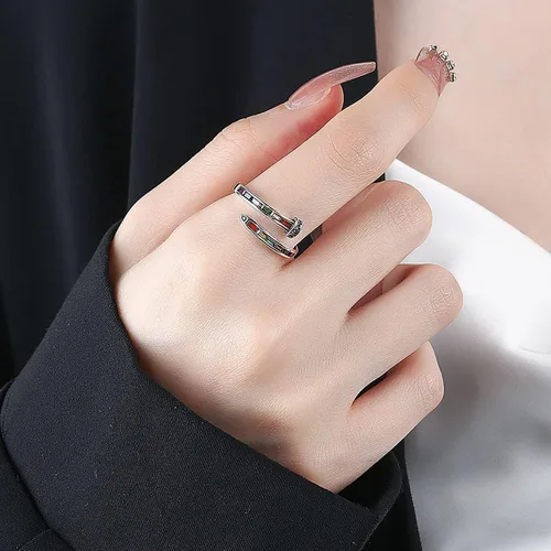 Miniatura 16 de Anillo de plata 925, anillos de plata ajustables para mujer, anillos de pulgar abiertos, anillos de circonio, anillos ajustables, anillos abiertos