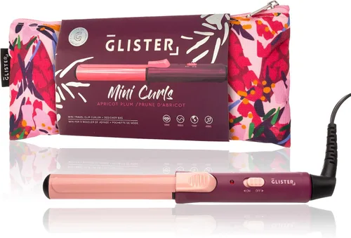 Glister - Mini rizador de viaje y rizador de clip con bolsa, albaricoque ciruela