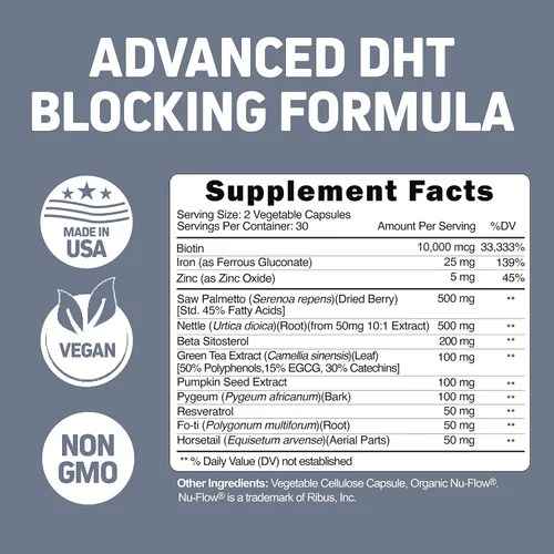 Miniatura 2 de FoliTonic DHT Bloqueador y suplemento de pérdida de cabello Adelgazamiento del cabello y promueve el crecimiento saludable del cabello más grueso