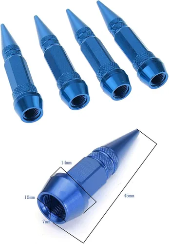 Miniatura 6 de Tapas de Vástago de Válvula de Neumático de Coche 4 PIEZAS Cubiertas Universales de Vástago Juego de Tapas de Válvula de Neumático de Aluminio