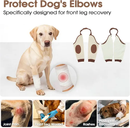 Miniatura 4 de DENTRUN Manga de pierna para cirugía de perro para patas delanteras, protector de rodilla para codo, manga para dejar de lamer, ajuste cómodo