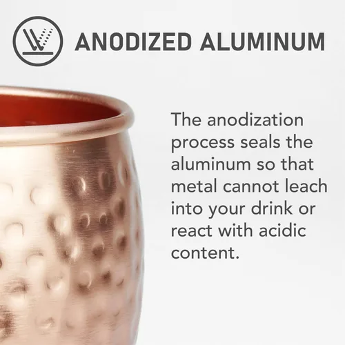 Miniatura 6 de ARORA Moscow Mule - Juego de 4 tazas de aluminio martilladas hechas a mano para bebidas de cóctel, bar de cerveza, regalos de fiesta, color cobre