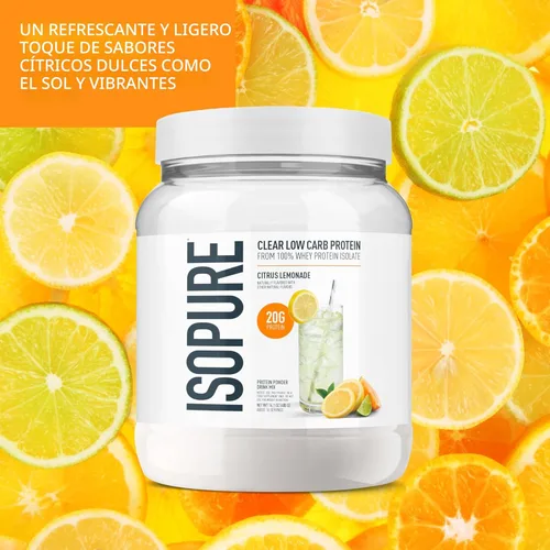 Miniatura 3 de Isopure - polvo de proteína de suero de leche con sabor a fruta ligera refrescante