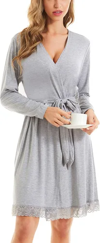 Miniatura 4 de SWOMOG Bata de maternidad para mujer, bata de lactancia materna, batas de baño 3 en 1