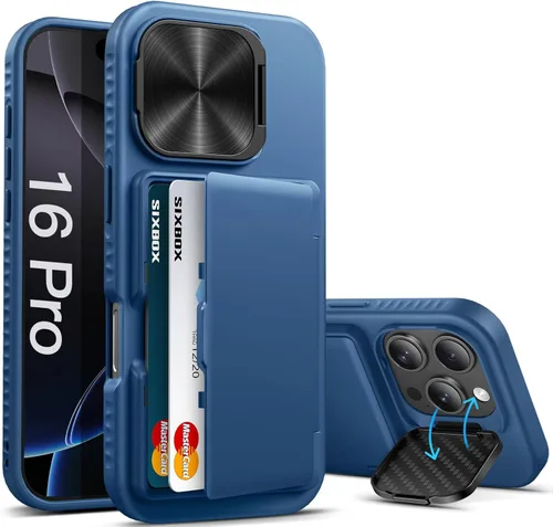 Miniatura 34 de Funda para iPhone 16e tipo cartera, soporte integrado, tarjetero y cubierta para lente de cámara, protección de cuerpo completo, resistente, Negro