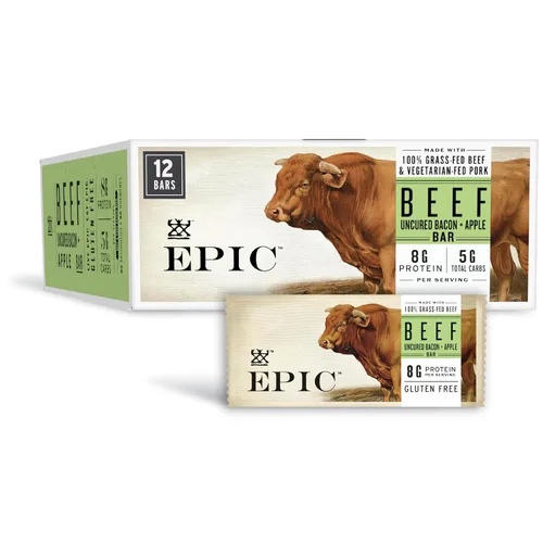 Epic Barras de tocino y manzana de ternera, Whole30, Paleo Friendly, 12 unidades